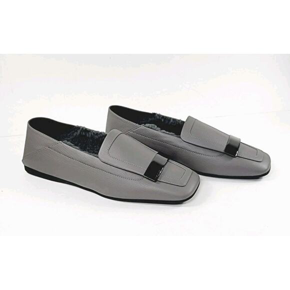 SERGIO ROSSI $895 Leather Loafer Shoes US8 UK7 EU41 Grey Logo Made in Italy main image 4